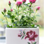 Napkin decoupage on flower pot - by Craft & Creativity