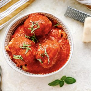 Photograph of Italian Meatballs with Tomato Sauce