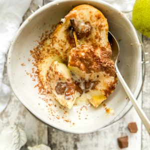 Photograph of Grilled Pears with Mascarpone and Molten Chocolate