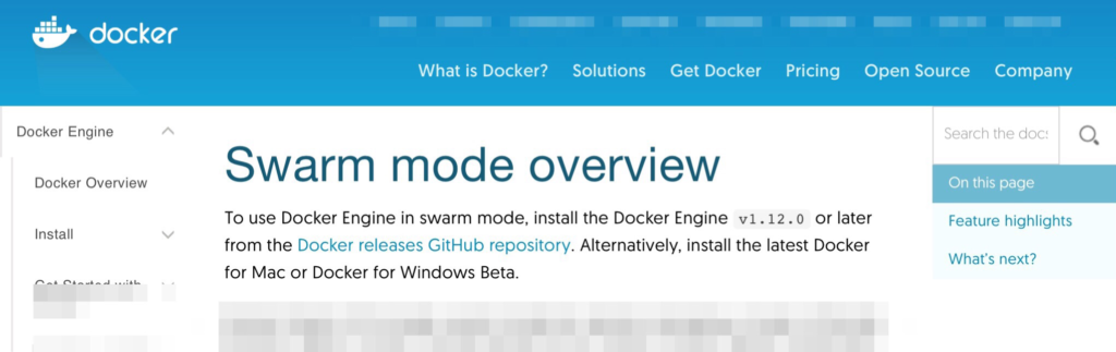Docker swarm page