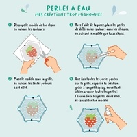 Perles à eau. Mes créations trop mignonnes. Coffret avec 1 grille, 1 vaporisateur, 1 pince, 5 aimants et + de 700 perles à eau colorées