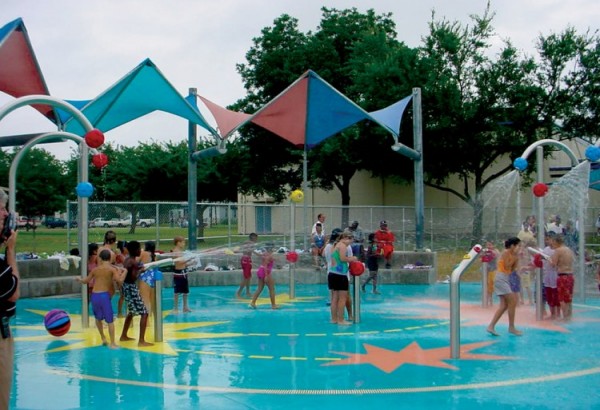 Ultra-Tuff non-skid installed in a splash park - Rubberized Paint - Anti-slip Coating - Rubber Anti-Skid Treatment - Non-skid Coating