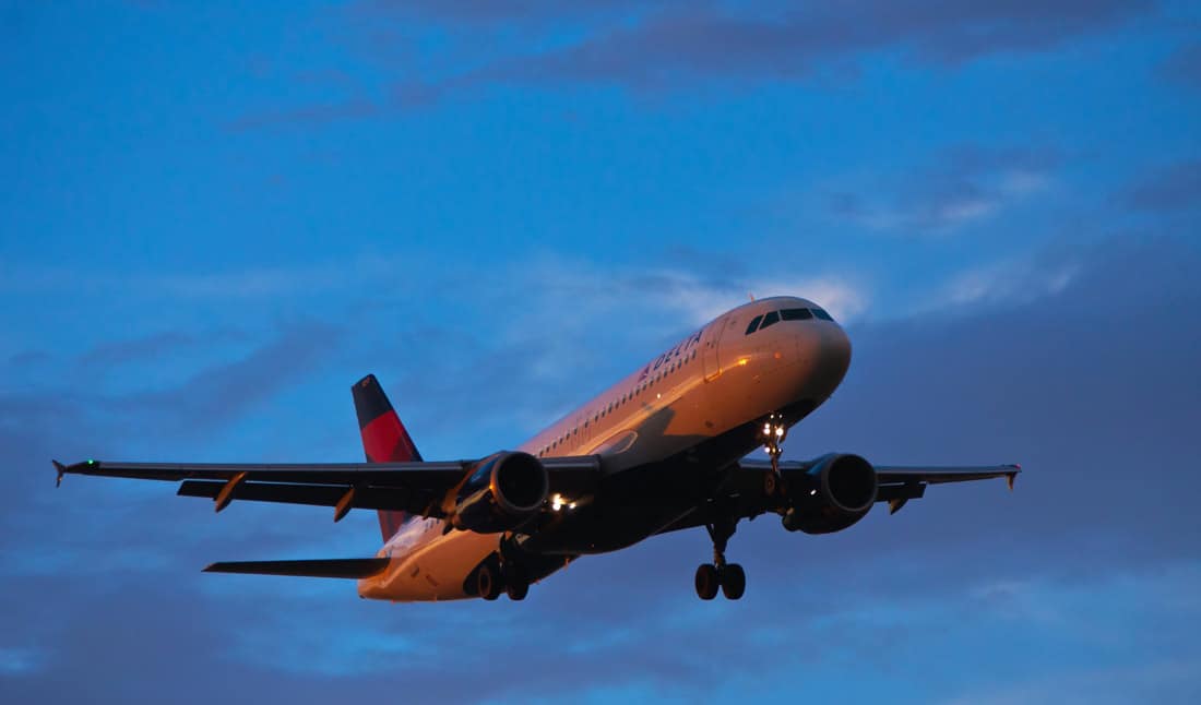 A Delta Airlines flight, part of one of a number of airline alliances.