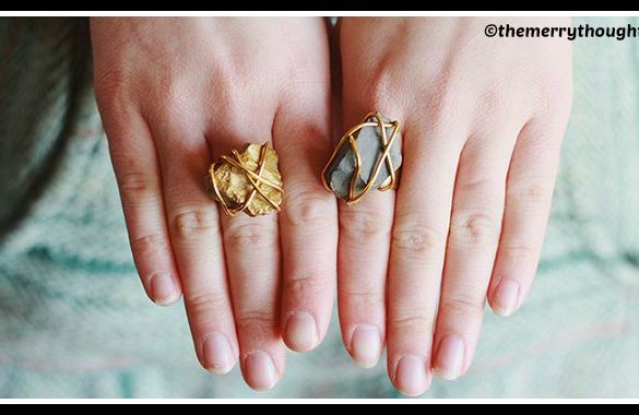 DIY Golden Stone Ring Tutorial