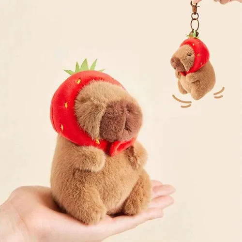 Cute Capybara Doll Plush Keychain Bag Hanging Pendant Chain Car Door Decor Keyring