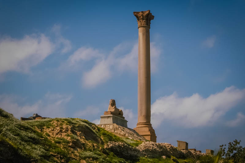 A single column in the gardens