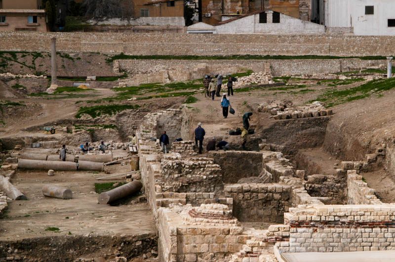 a view of the whole dig, fro the hill over the amphitheatre