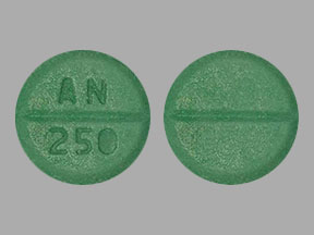 Pill AN 250 Green Round is Chlorthalidone