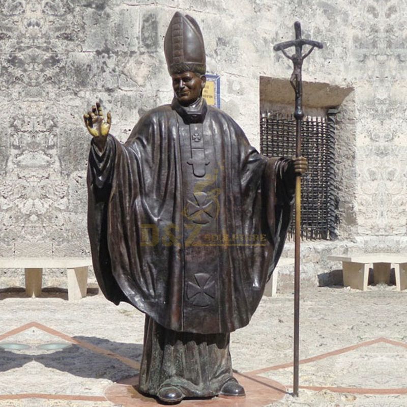 Europe Religious Life Size Famous Roman Catholicism Pope Casting Bronze John Paul II Statue