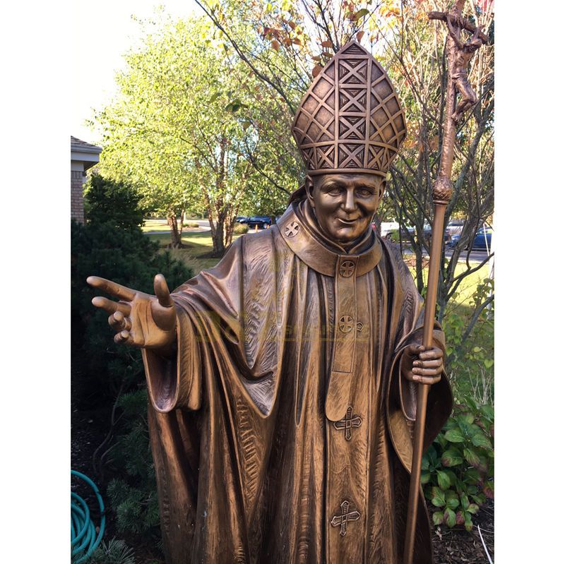 Handmade Garden Decoration Casting Art Bronze Statue Pope John Paul II