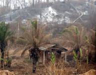 Fotografía de una zona quemada por un incendio en la comunidad de Palestina (Bolivia), una de las que se ha convertido en pueblo fantasma.