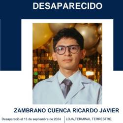 La imagen del joven desaparecido en Loja.