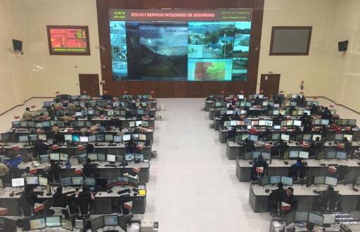 Sala operativa del ECU 911 en Quito.