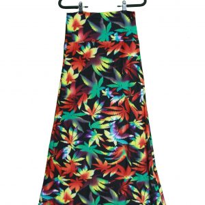 Rainbow Print Multi Color Weed Leaf Maxi Skirt