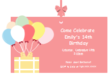 Balloon Birthday Invitation Card