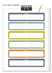 Lista di controllo del menu della festa di compleanno