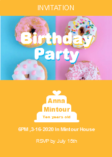 Donut Birthday Party Invitation