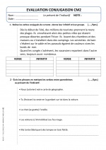 Evaluations CM1 & CM2 Conjugaison Le Présent