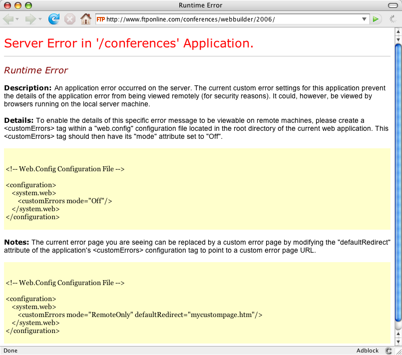 Server Error in '/conferences' Application.