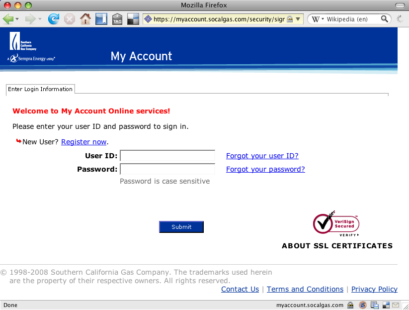   Welcome to My Account Online services! Please enter your user ID and password to sign in. New User? Register now. 