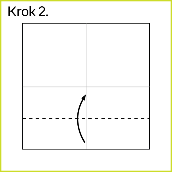 prosta żaba origami: Złóż do środka dolną połowę kartki, w poziomie