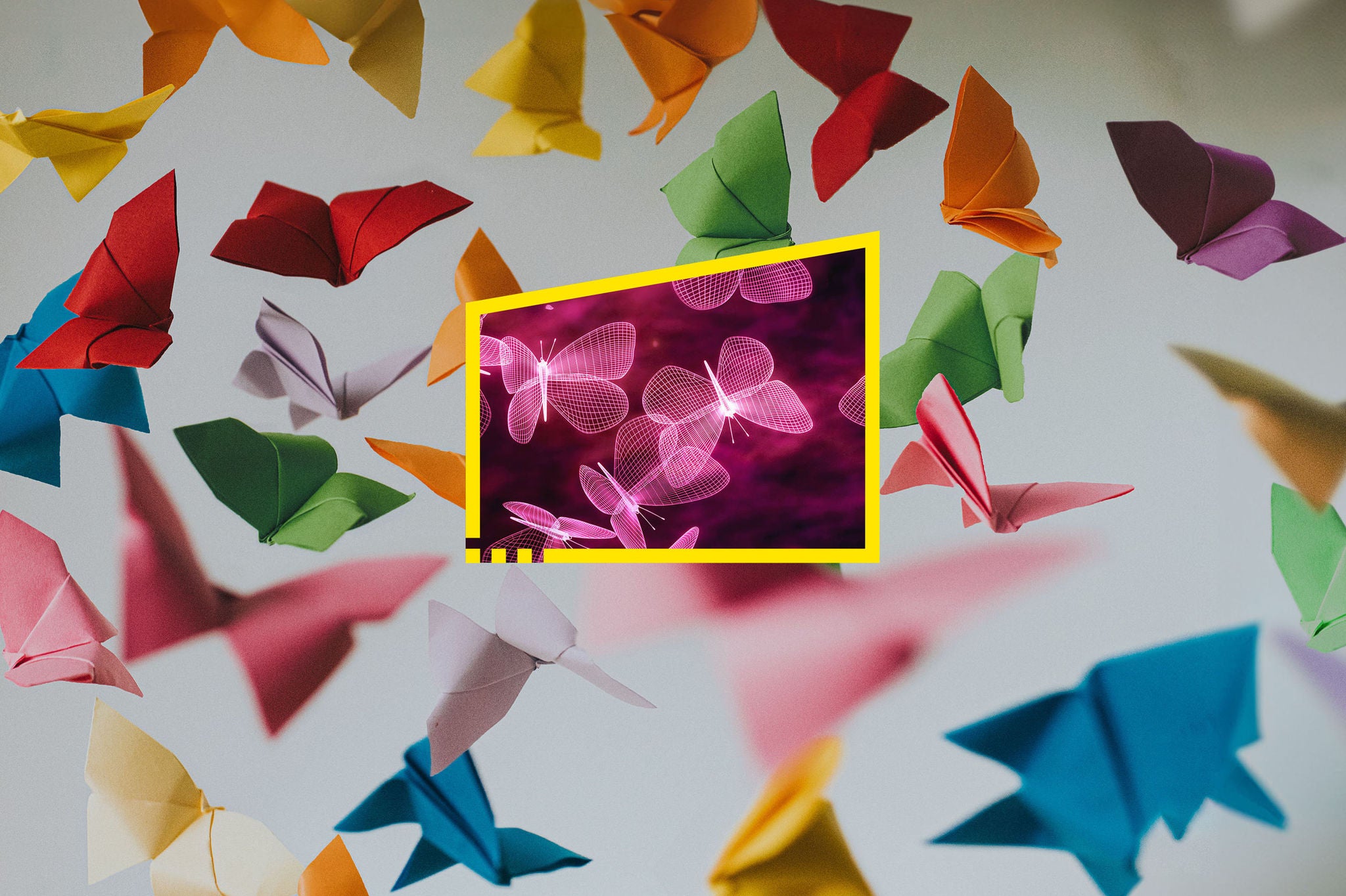 reframe your future origami digital butterflys static