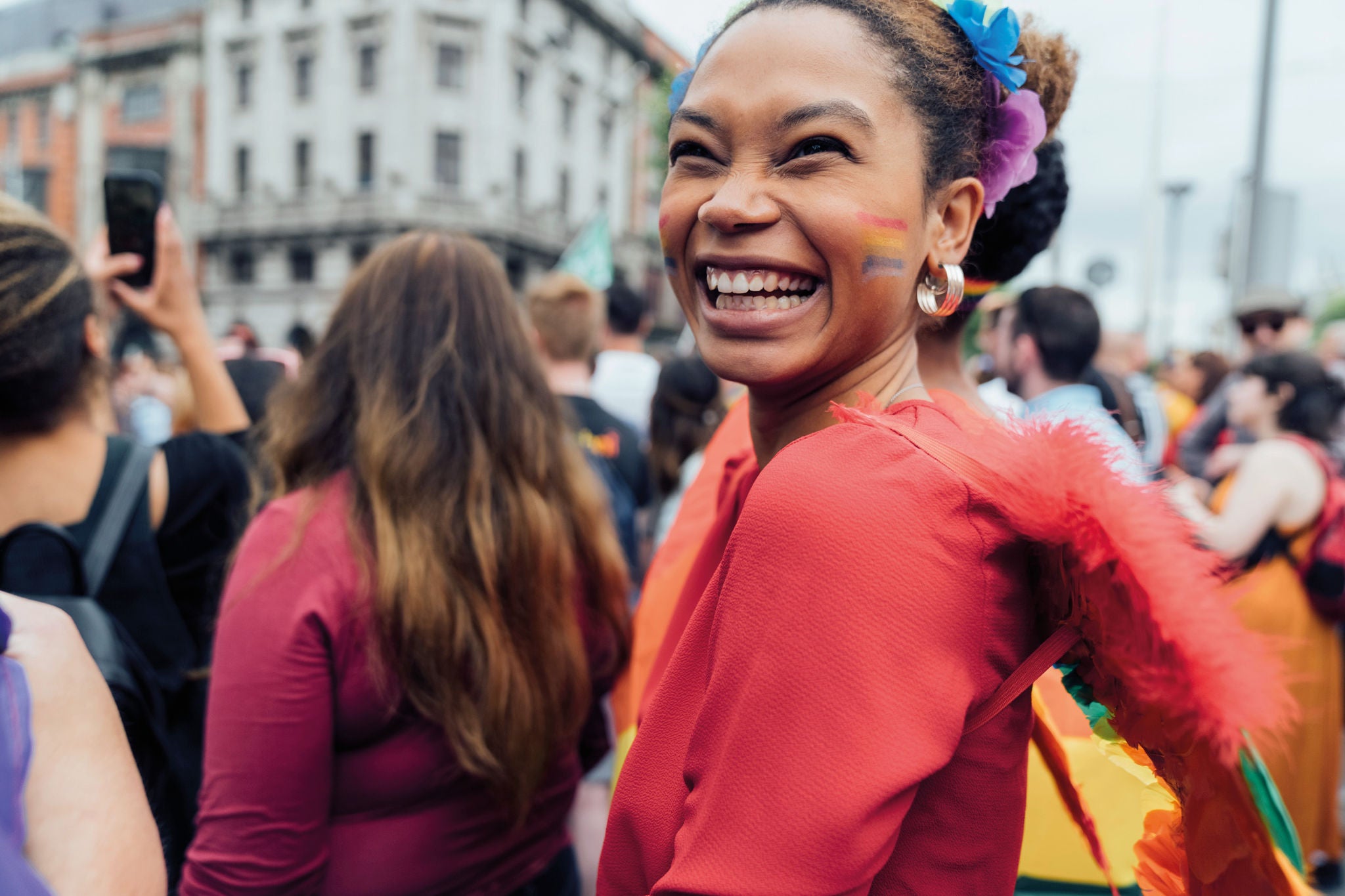 Candid smiling woman