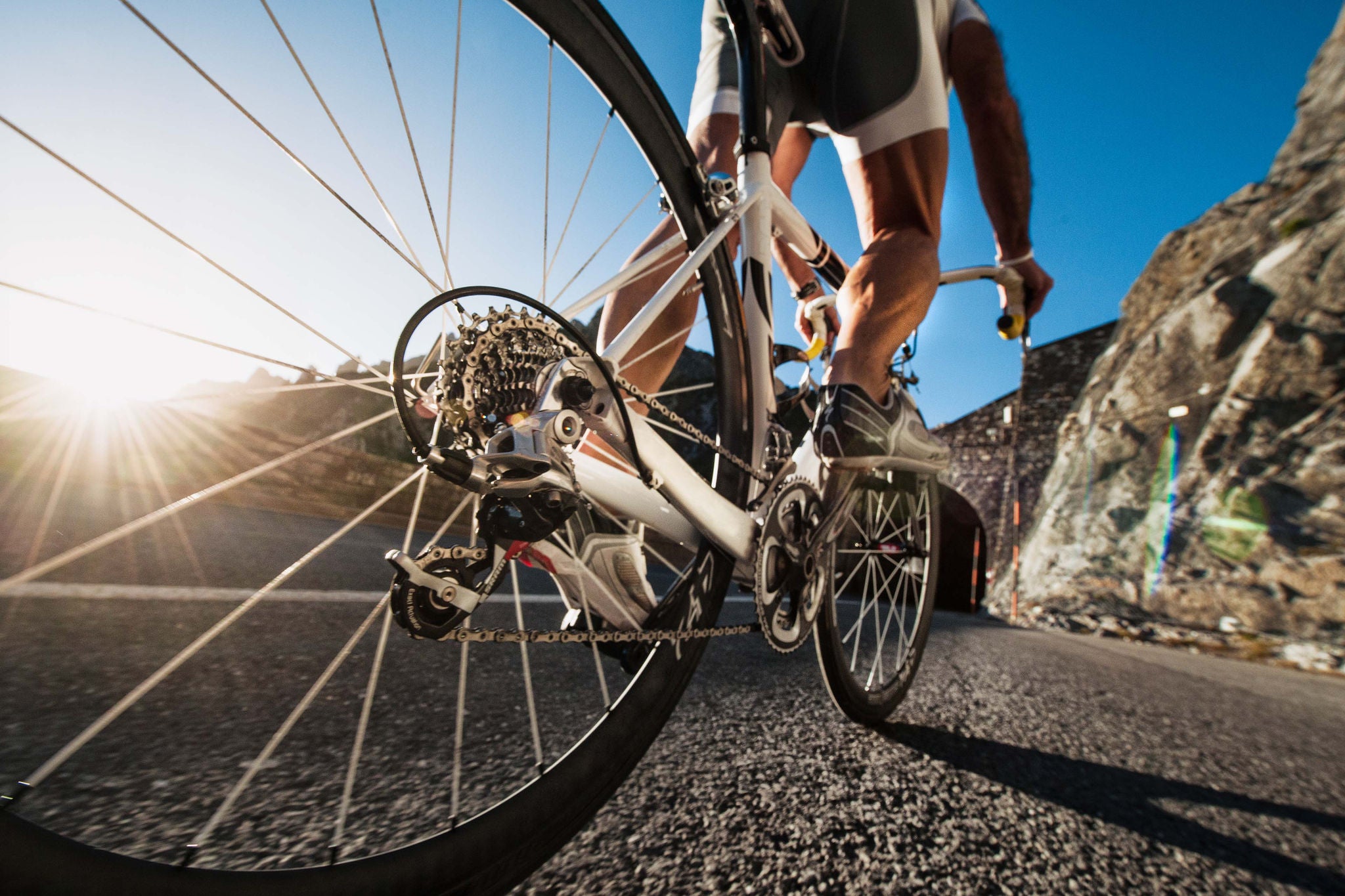 Closeup of a road cycle.