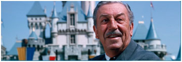 Walt Disney in front of Disney Land, Anaheim, California