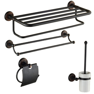 Wall-Mount Black Oil Rubbed Bronze 4-piece Bathroom Accessory Sets