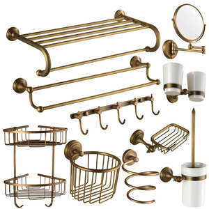 10-piece Antique Brass European Style Bathroom Accessory Sets