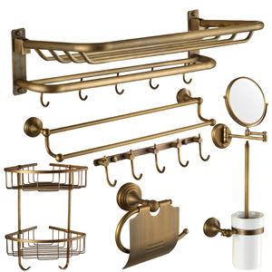 7-Piece Flodable Antique Brass Bathroom Accessory Sets