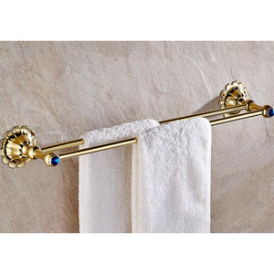 Shiny Double Pole Tower Bar Polished Brass Finish 