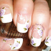 one stroke flowers butterflies french nails