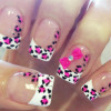 pink leopard bow french nails