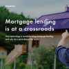 Image of laptop with cover slide of "Mortgage lending is at a crossroads" white paper