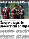 Sarajevo izgubilo preokretom od Rijeke