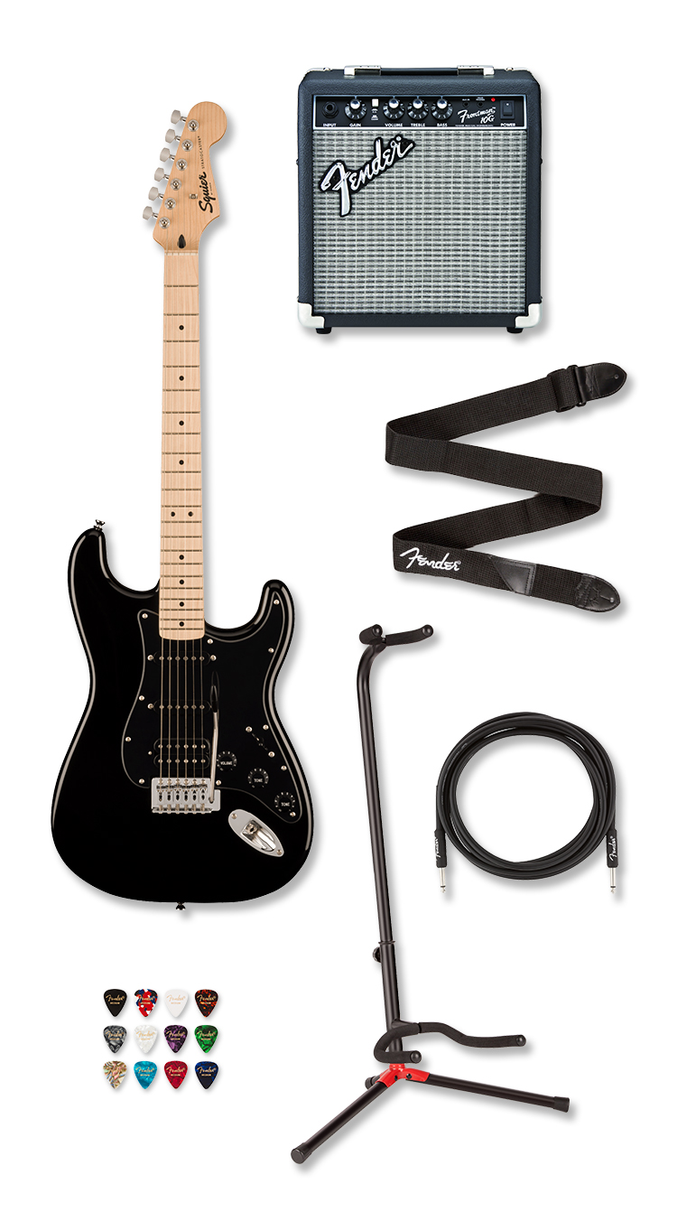 Squier Sonic Stratocaster HSS Bundle, Schwarz