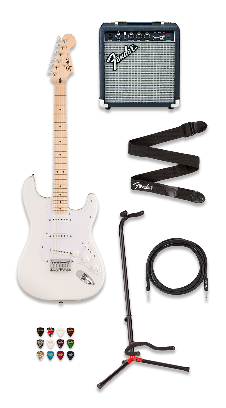 Bundle Squier Sonic Stratocaster HT, finition blanche