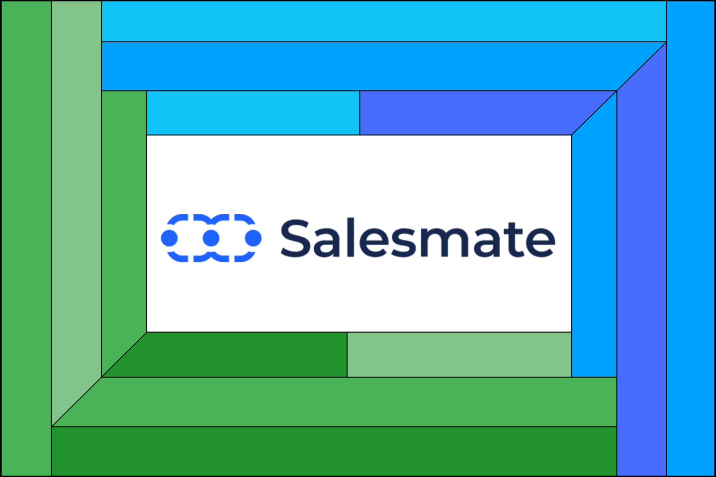 The Salesmate logo on a blue and green frame.