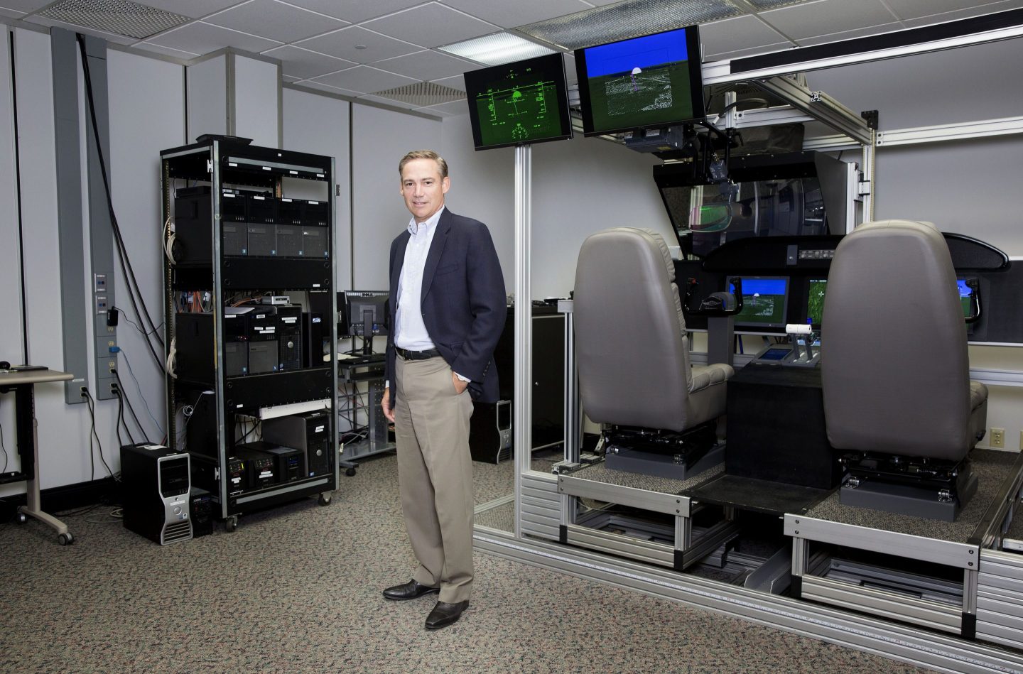 Kelly Ortberg, chief executive officer of Rockwell Collins Inc., stands for a photograph at the company&#8217;s production facility in in Manchester, Iowa, U.S., on Wednesday, Aug. 31, 2016. Boeing Co. has chosen Rockwell Collins to provide the first touchscreen monitors to be installed in a commercial airplane. Photographer: Daniel Acker/Bloomberg via Getty Images