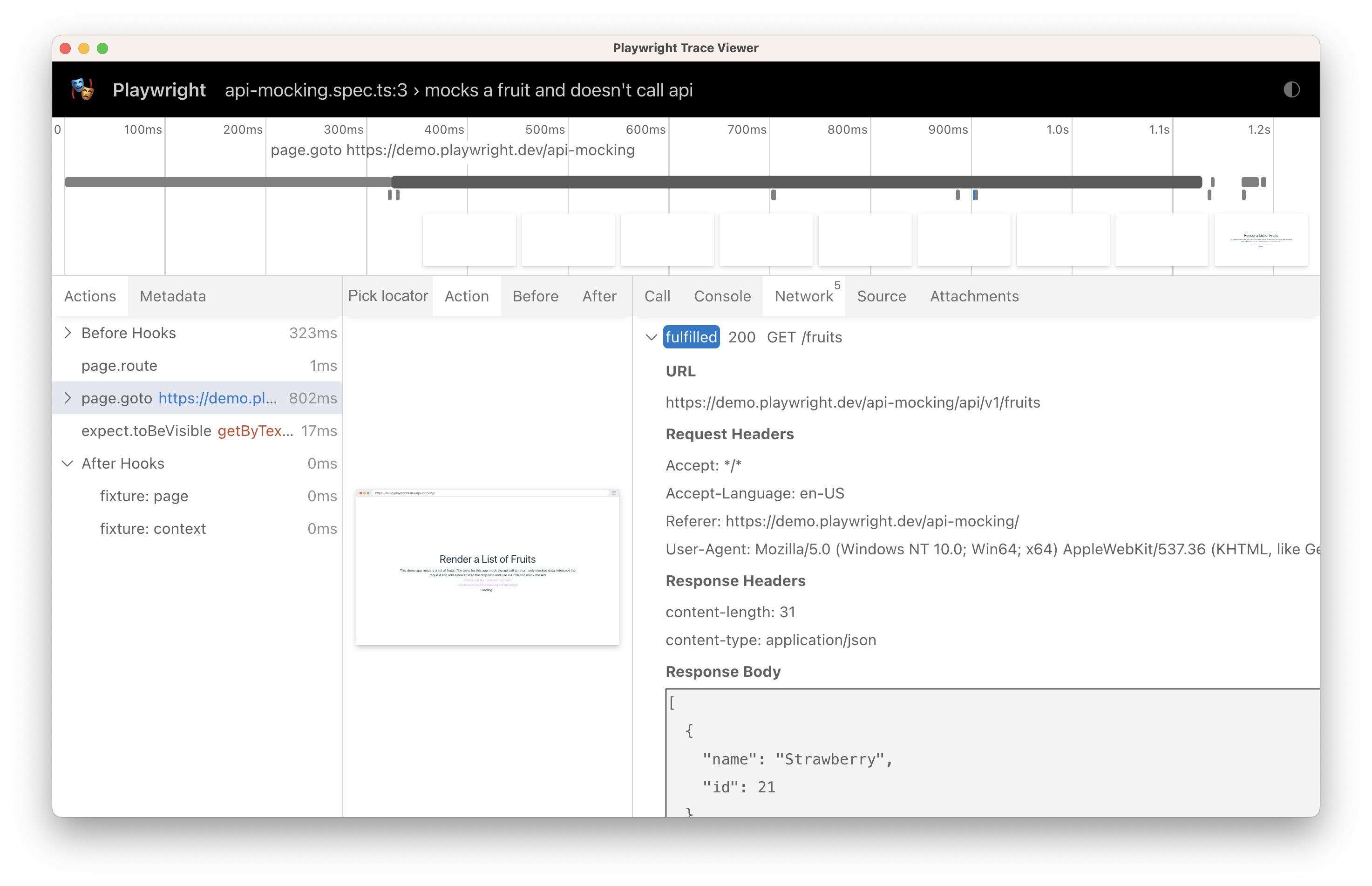 api mocking trace