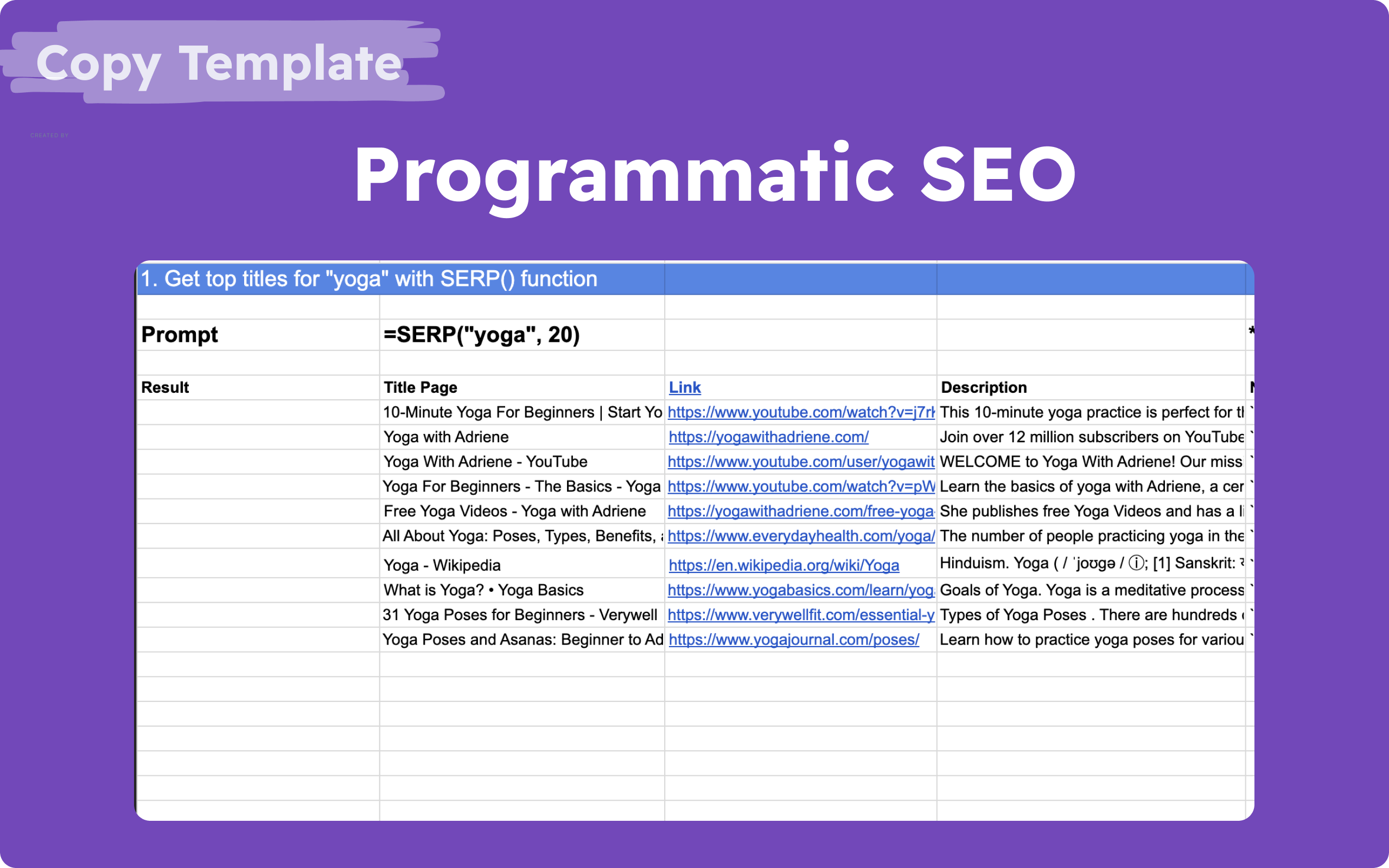 gpt for sheets - template for programmatic seo