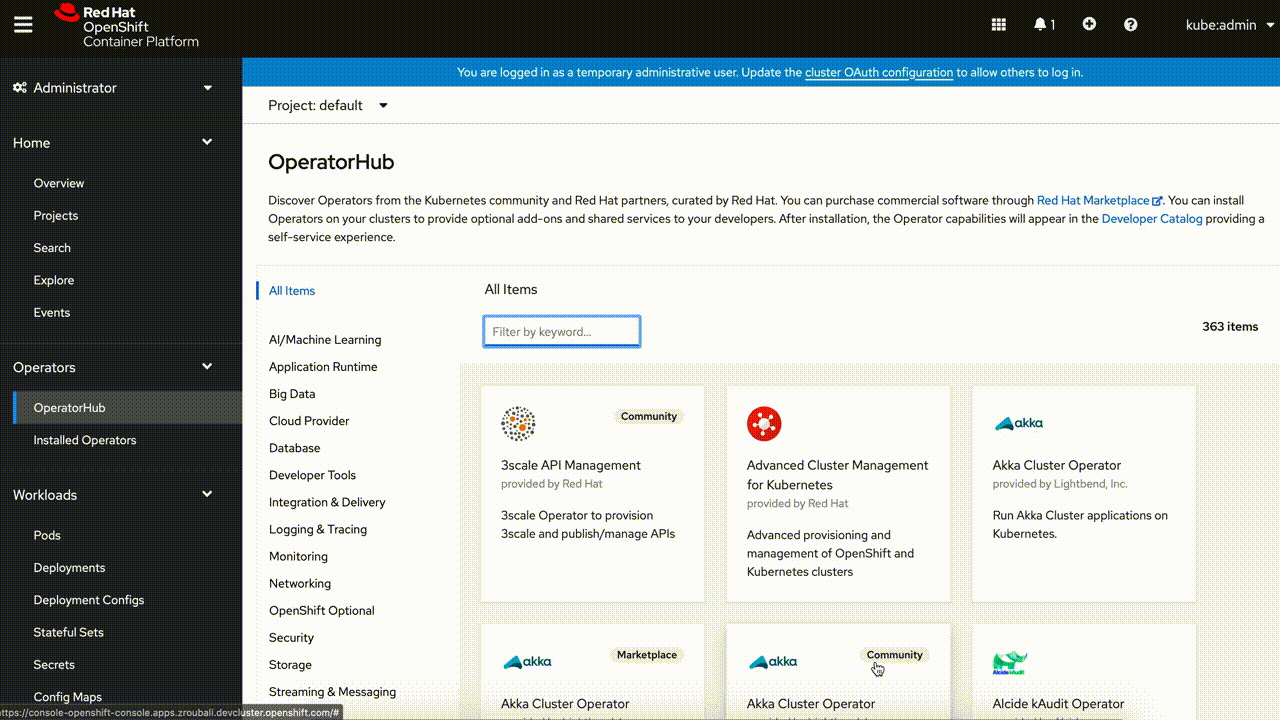 Operator Hub installation