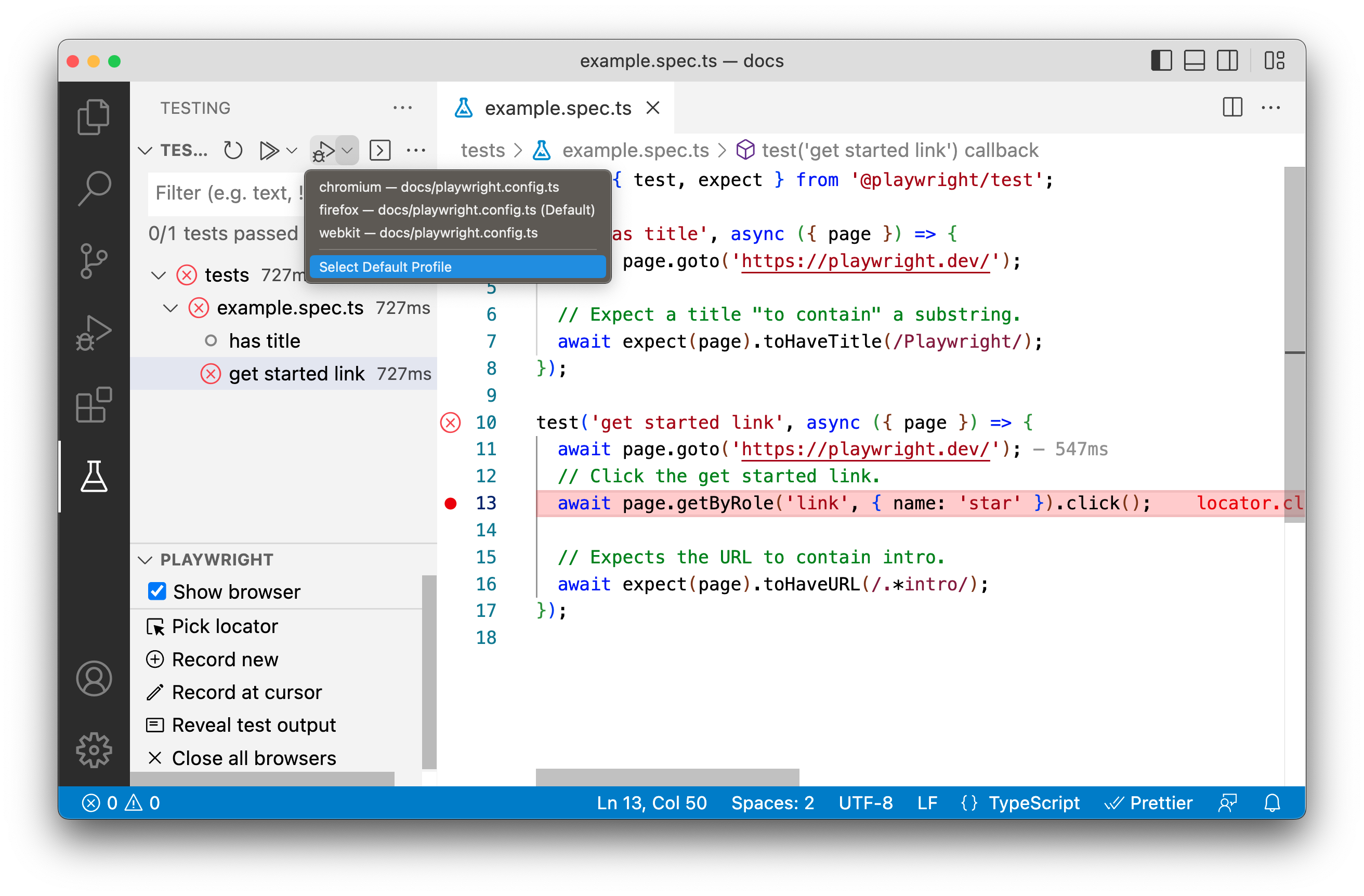 debugging on specific profile