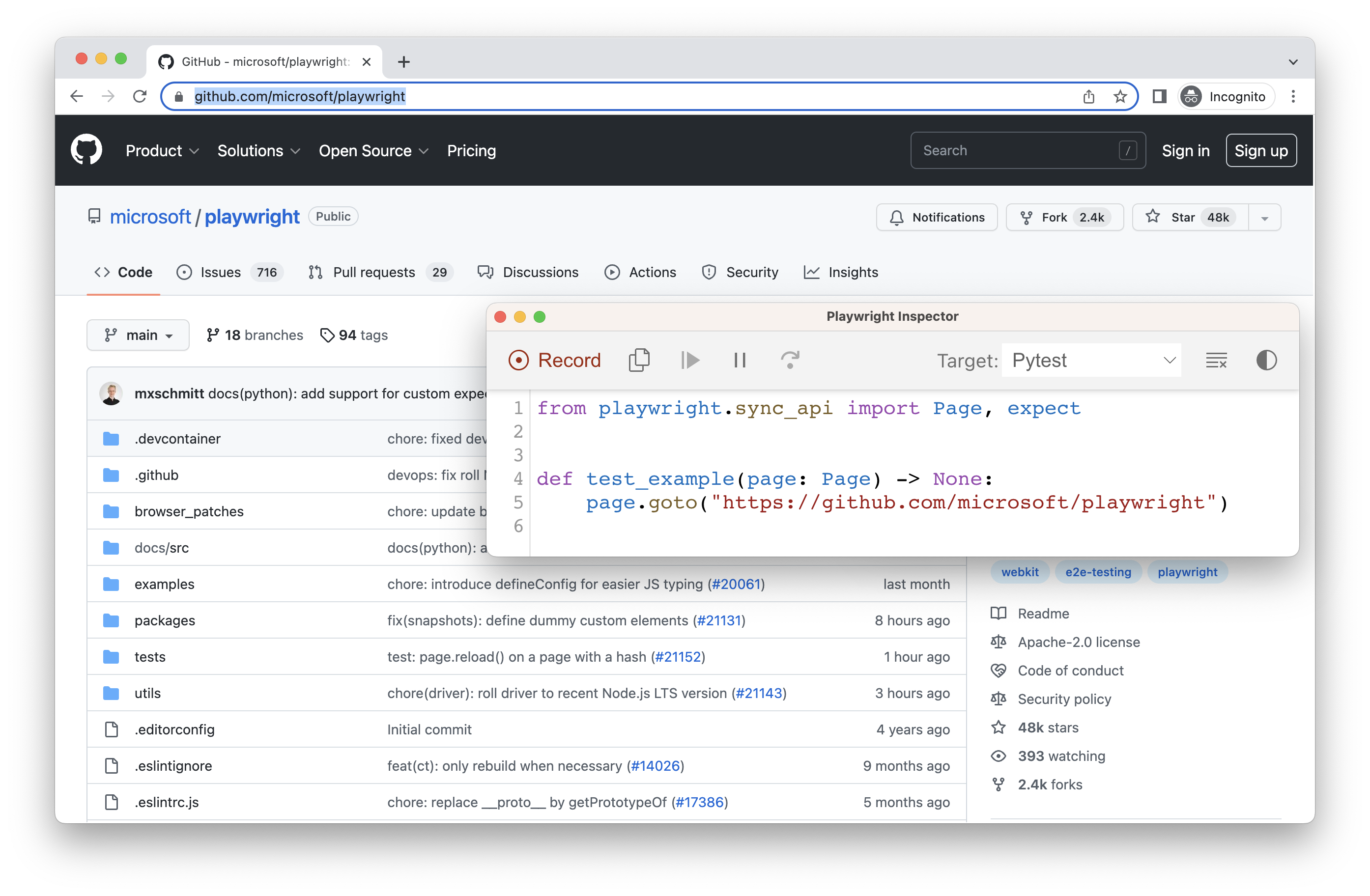 github page before logging in python