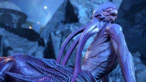 A side-on screenshot of a mindflayer character called The Emperor in Baldur's Gate 3. They are topless so we can see their wiry, muscled body. Their squid-like apendages from their mouth tumble down over their reclining body. It's quite hot.