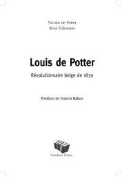 Icon image Louis de Potter. Révolutionnaire Belge en 1830.: Révolutionnaire Belge en 1830.