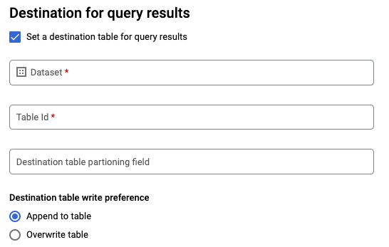 Nuova destinazione per le query pianificate.