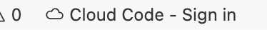 Cloud Code : bouton &quot;Sign In&quot; (Se connecter) dans la barre d&#39;état.